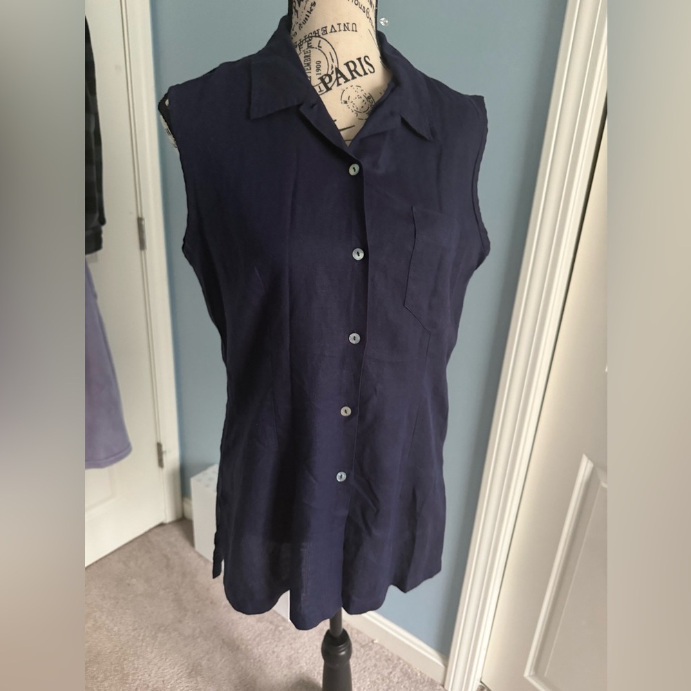 Laura Ashley sleeveless linen top